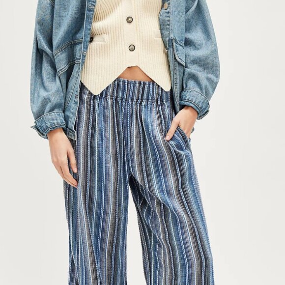 Free People Day's End Stripe Pants - M - Picture 1 of 2